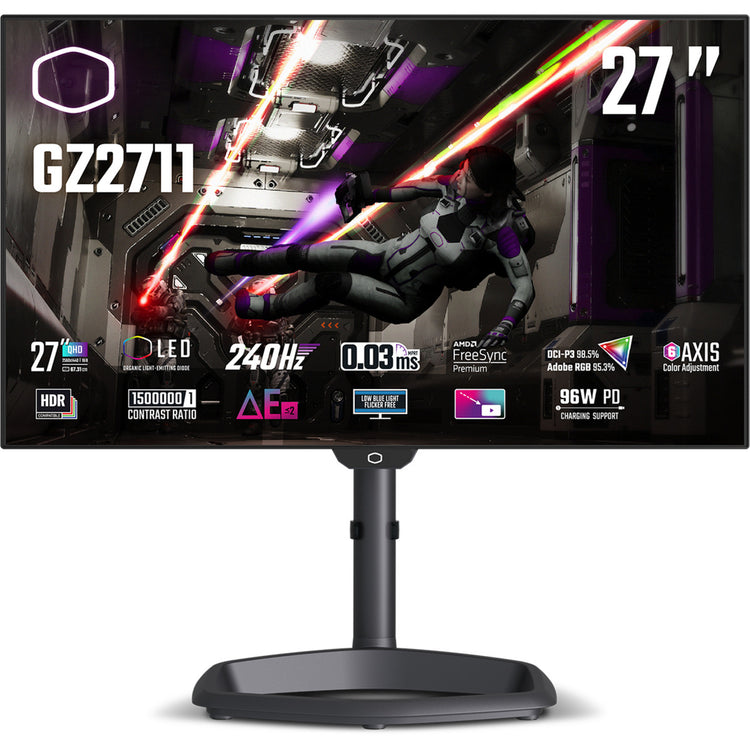 Moniteur de jeu Cooler Master Tempest GZ2711 27 (noir, 240 Hz, HDMI, port d'affichage, USB Type C, audio, FreeSync Premium)