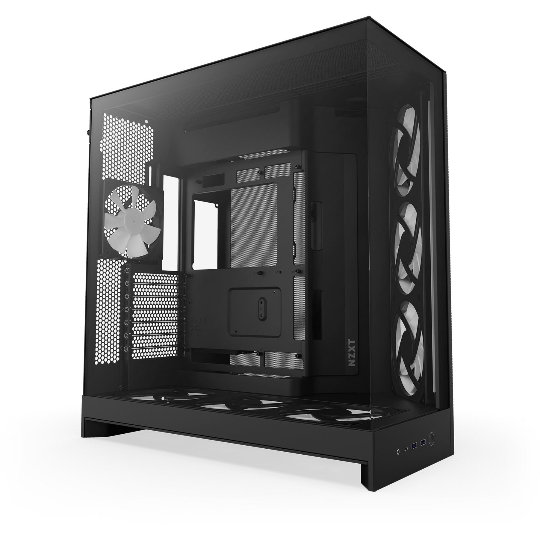 Boîtier tour midi Nzxt h9 flow rgb+ (noir (mat) | 2x usb-a | 1x usb-c | rgb | verre trempé)