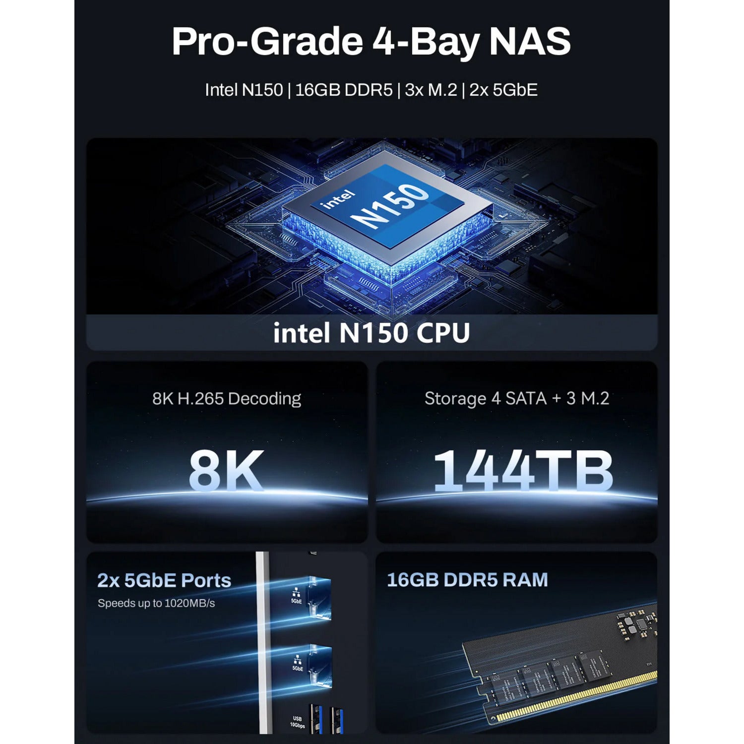 Terramaster f4-425 plus nas (blanc, 2x 5GBe, HDMI, USB)