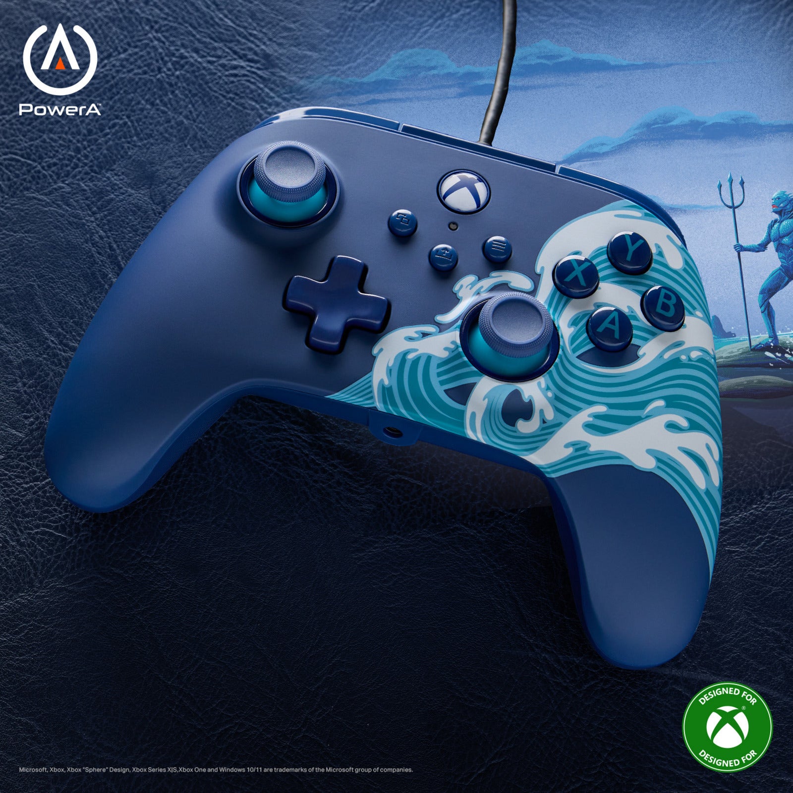 Manette Powera Advantage avec câble pour Xbox Series X|s - Water Wave (bleu azur, Xbox Series X|s, Xbox One, PC)