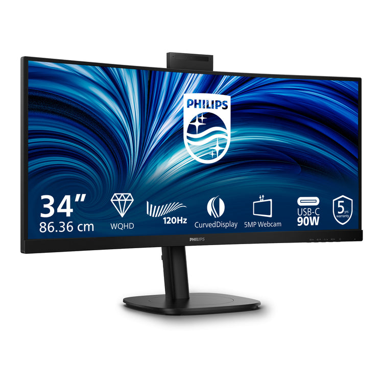 Philips 34b2u3600ch 34 moniteur ultra-large incurvé (noir, 2x HDMI, port d'affichage, 3x USB-A, USB-B, USB-C, RJ-45)