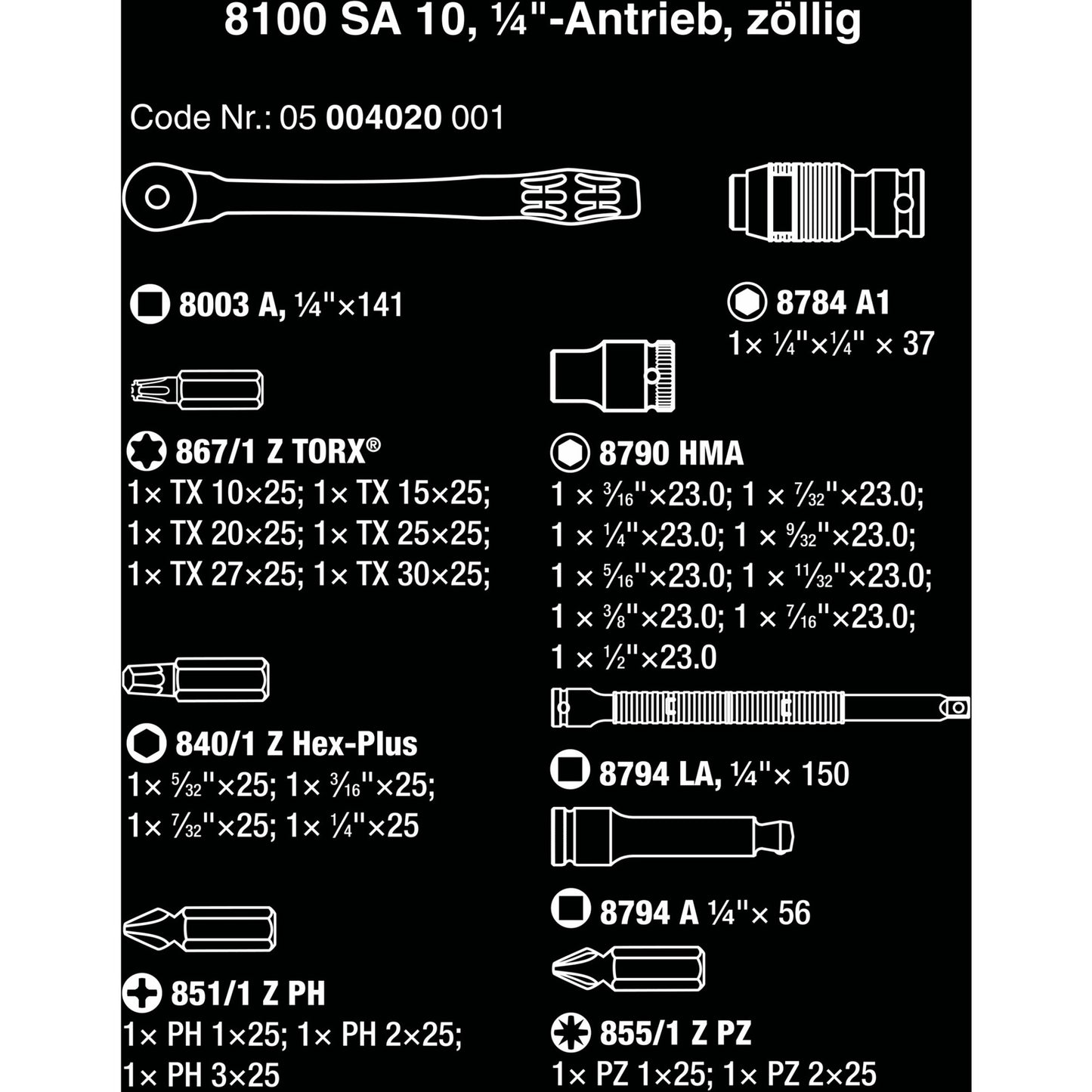 WAA 8100 SA 10 Zyklop Metal Ratest Set, 1 4