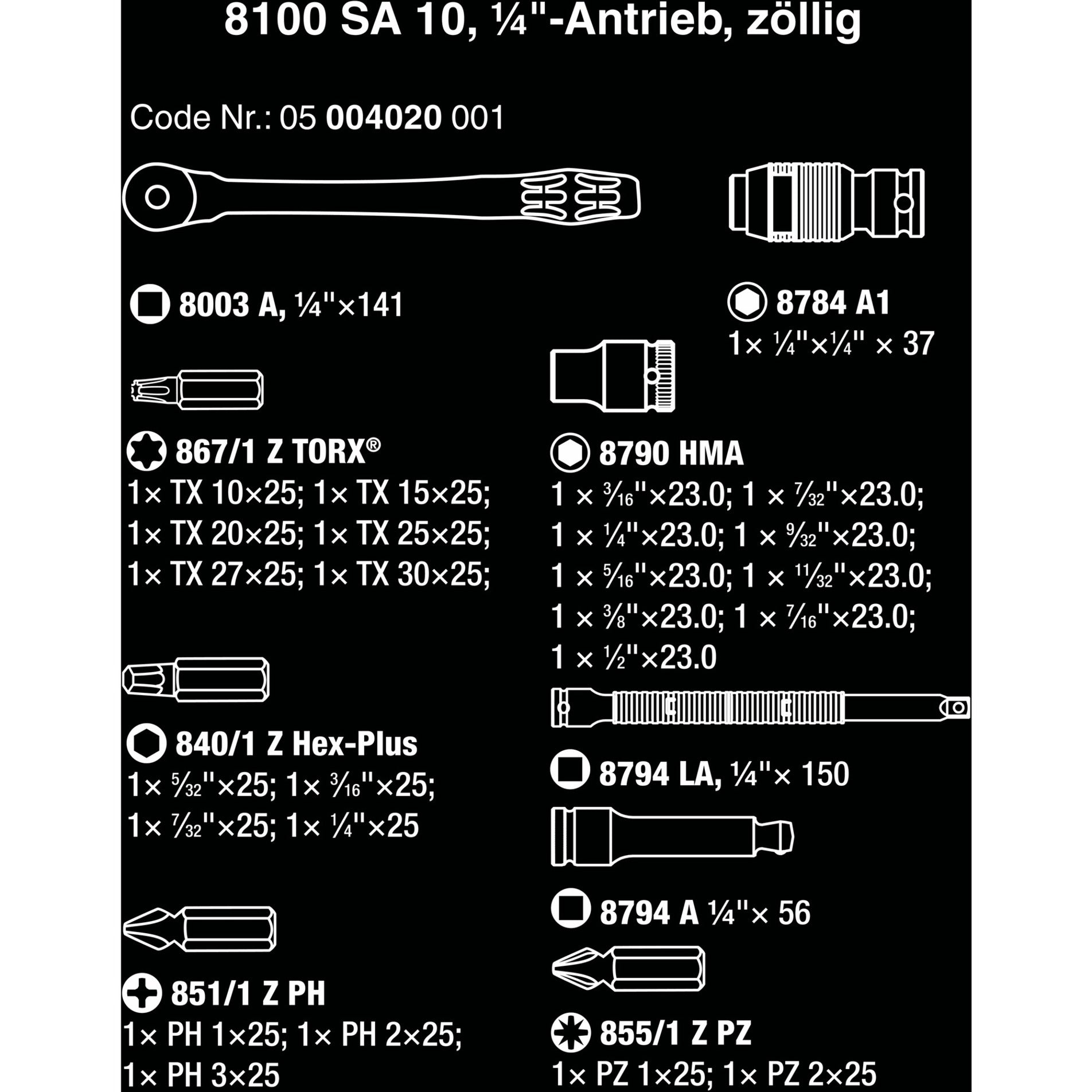 WAA 8100 SA 10 Zyklop Metal Ratest Set, 1 4