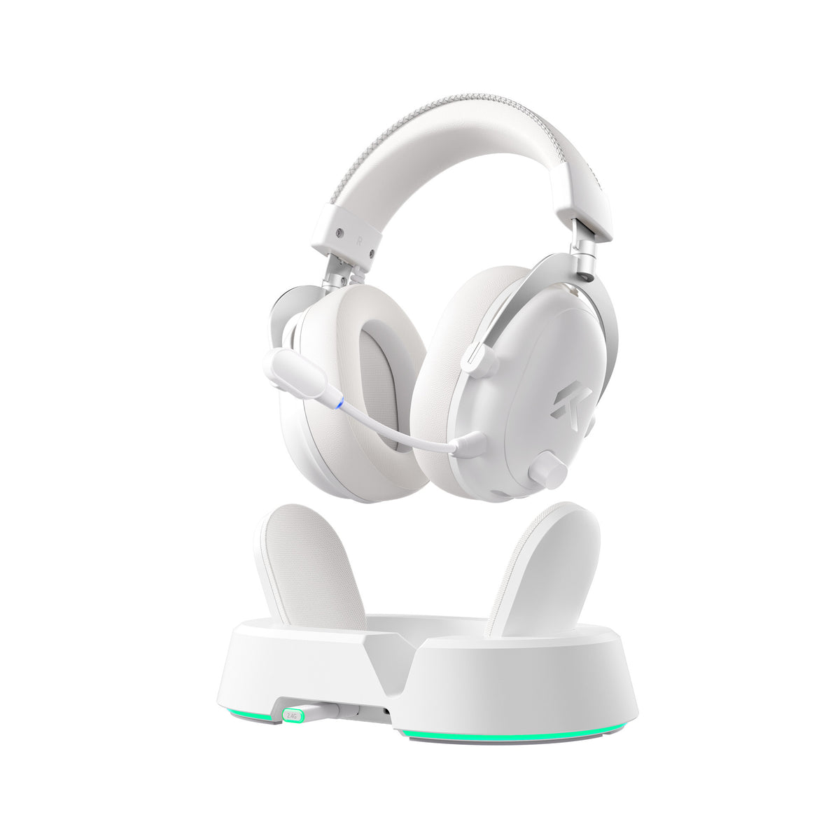 Casque de jeu supra-auriculaire sans fil magnétique Mchose v9 turbo+ (blanc argent, nintendo switch, playstation 4, playstation 5, mobile, pc, usb bluetooth 2,4 g)
