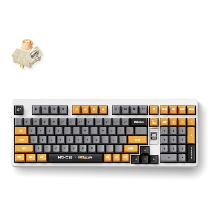 Thérapie Mchose x unbox - clavier mécanique ut98, clavier (rétrothérapie, interrupteur crème glacée, 98%, RVB, échange à chaud, Bluetooth USB-C 2,4 GHz)