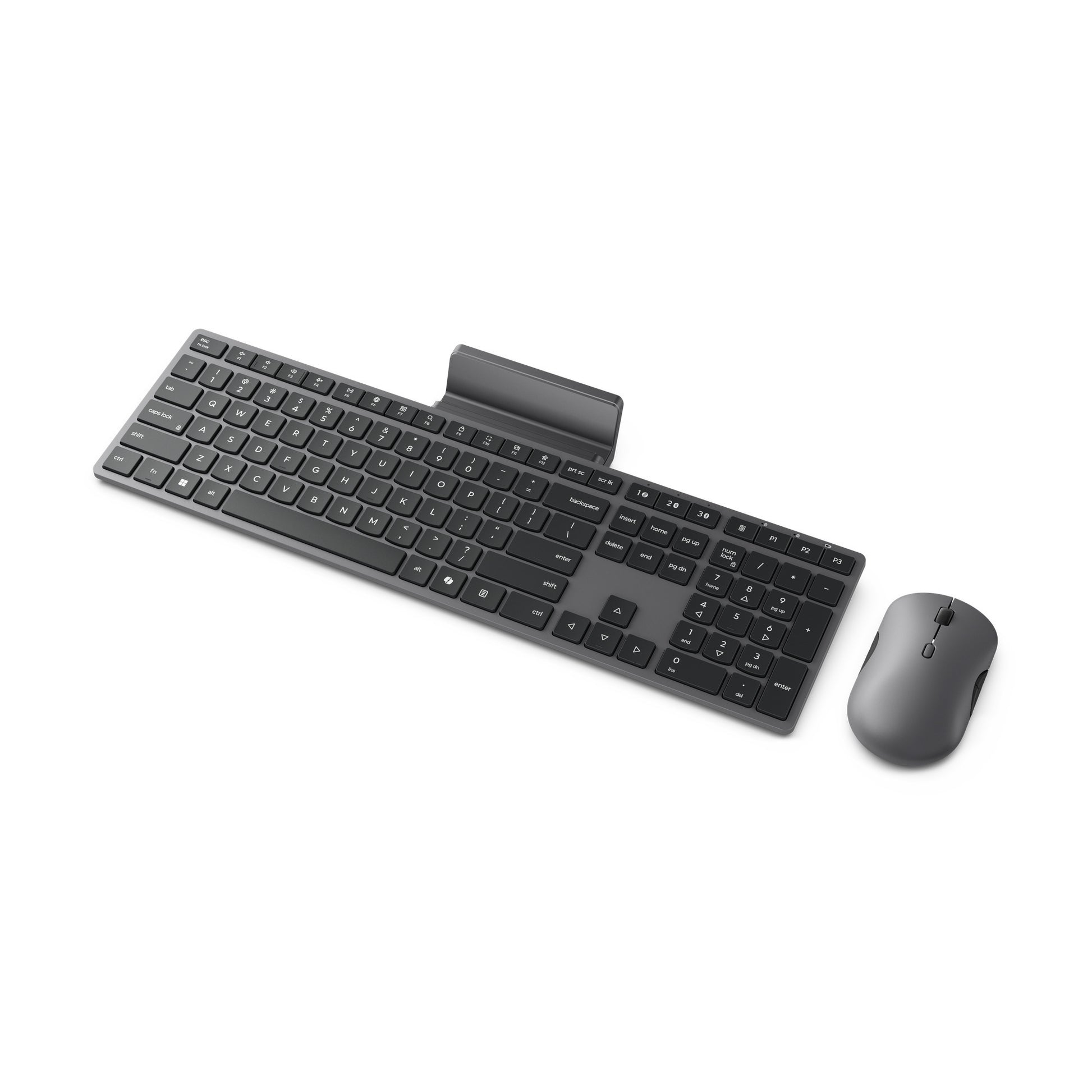 Ensemble de bureau combo sans fil multi-appareils moderne Lenovo 700 (gris, disposition américaine (Qwerty), 100 %, 4 000 dpi, 2,4 GHz, BT 5.3, USB-A)