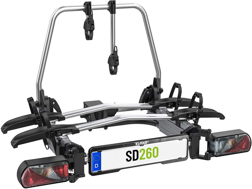 Porte-vélos sur barre d'attelage Eufab SD260 en forme d'aile de mouette