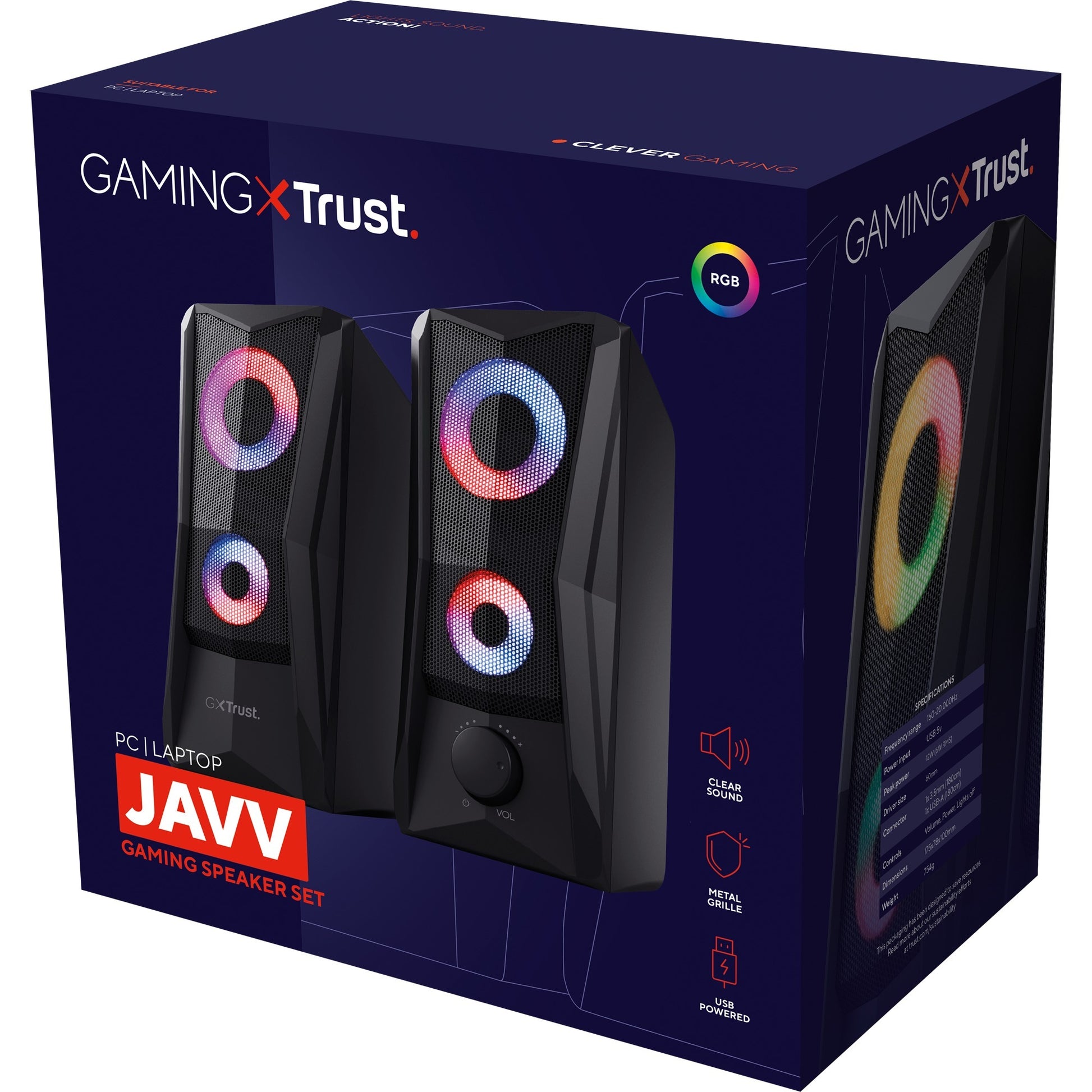 Trust GXT 606 Javv RVB a allumé 2,0 haut-parleur