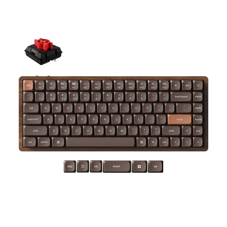 Clavier mécanique RVB Keychron k3 max-h1w tout bois édition spéciale (couleur bois, disposition américaine (qwerty), rouge lait pom, 75 %, LED RVB, pbt double-shot, échange à chaud, 2,4 GHz | Bluetooth 5.1 | USB-C)