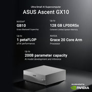 Asus Ascent GX10 Arm V9.2-A 128 2 Mini PC (Gris foncé | NVIDIA GB10 Grace Blackwell | DGX Spark | NVLINK-C2C | 128 Go | SSD 2 To) - afbeelding 14