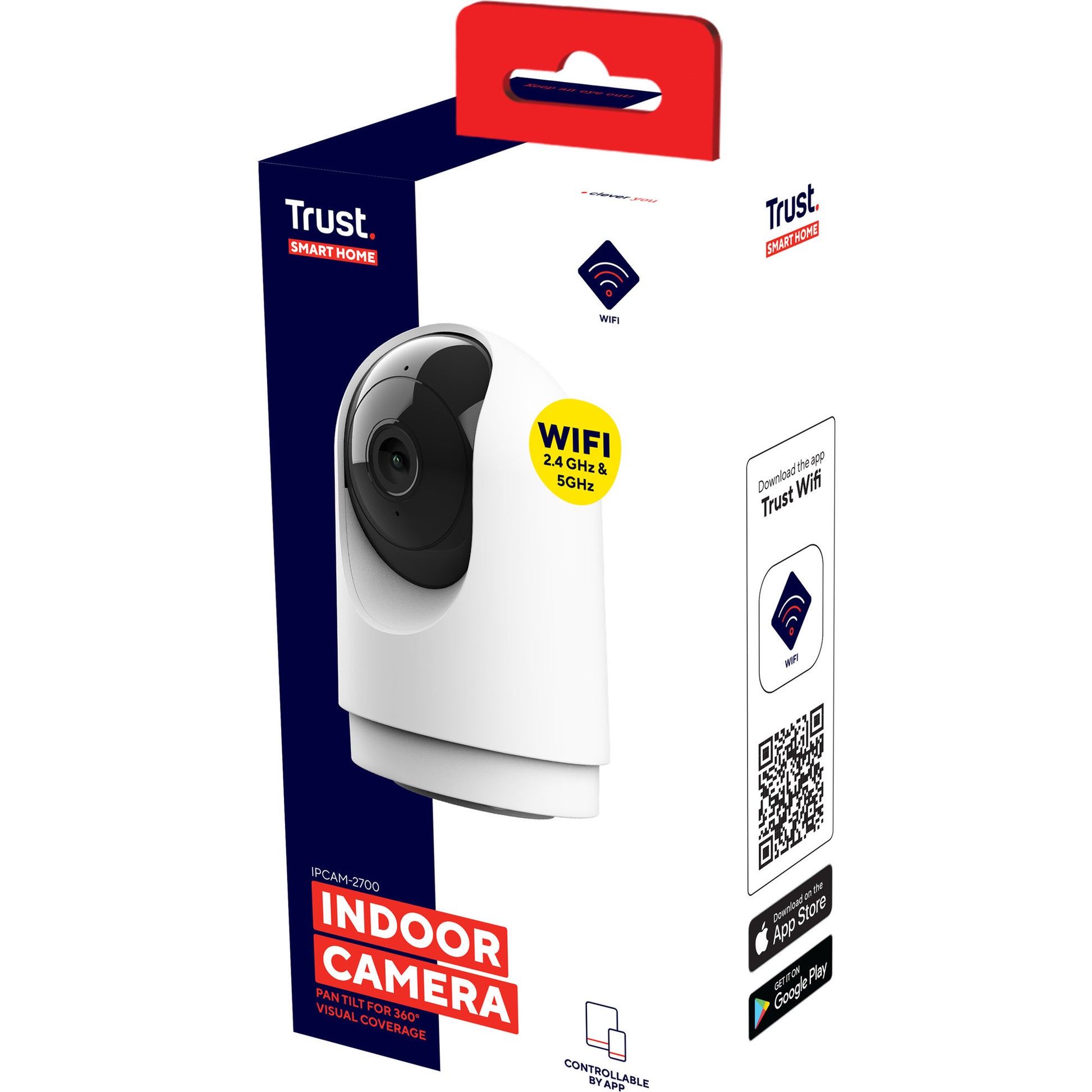 Caméra de sécurité Trust ipcam-2700 360° (blanche, WiFi 2,4 ou 5 GHz)