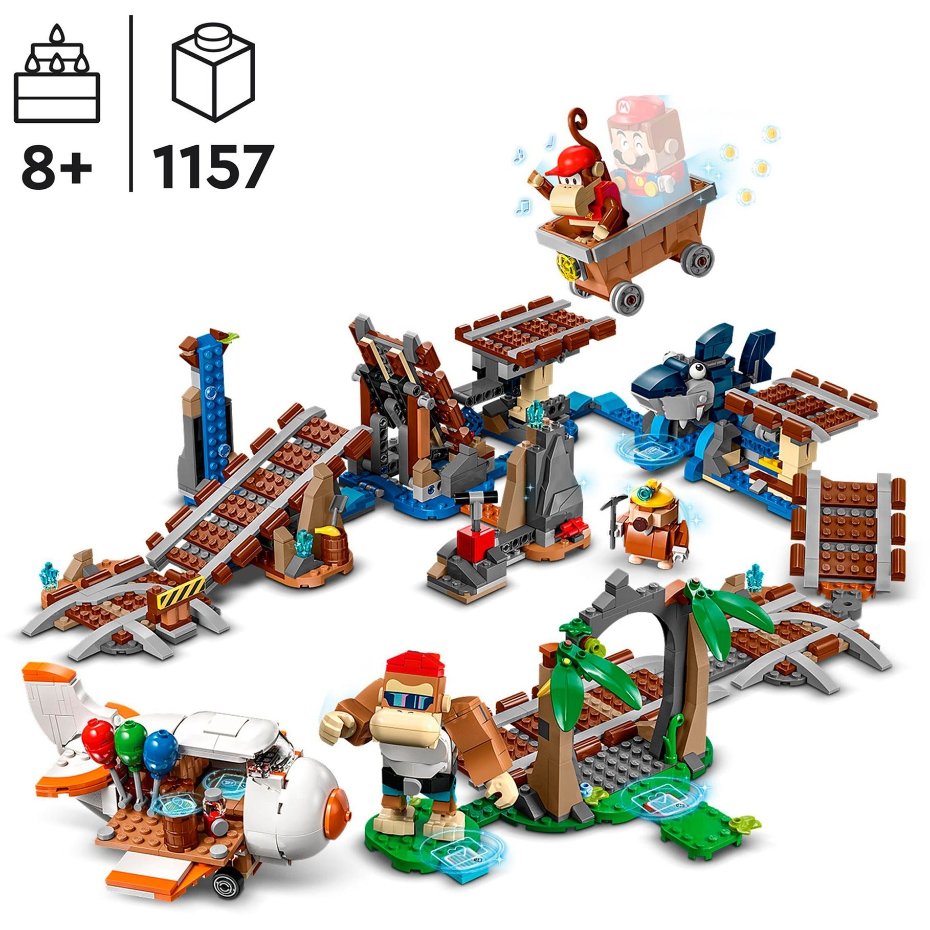 Ensemble d'extension Lego Super Mario : jouet de construction en chariot de mine de Diddy Kong (71425)