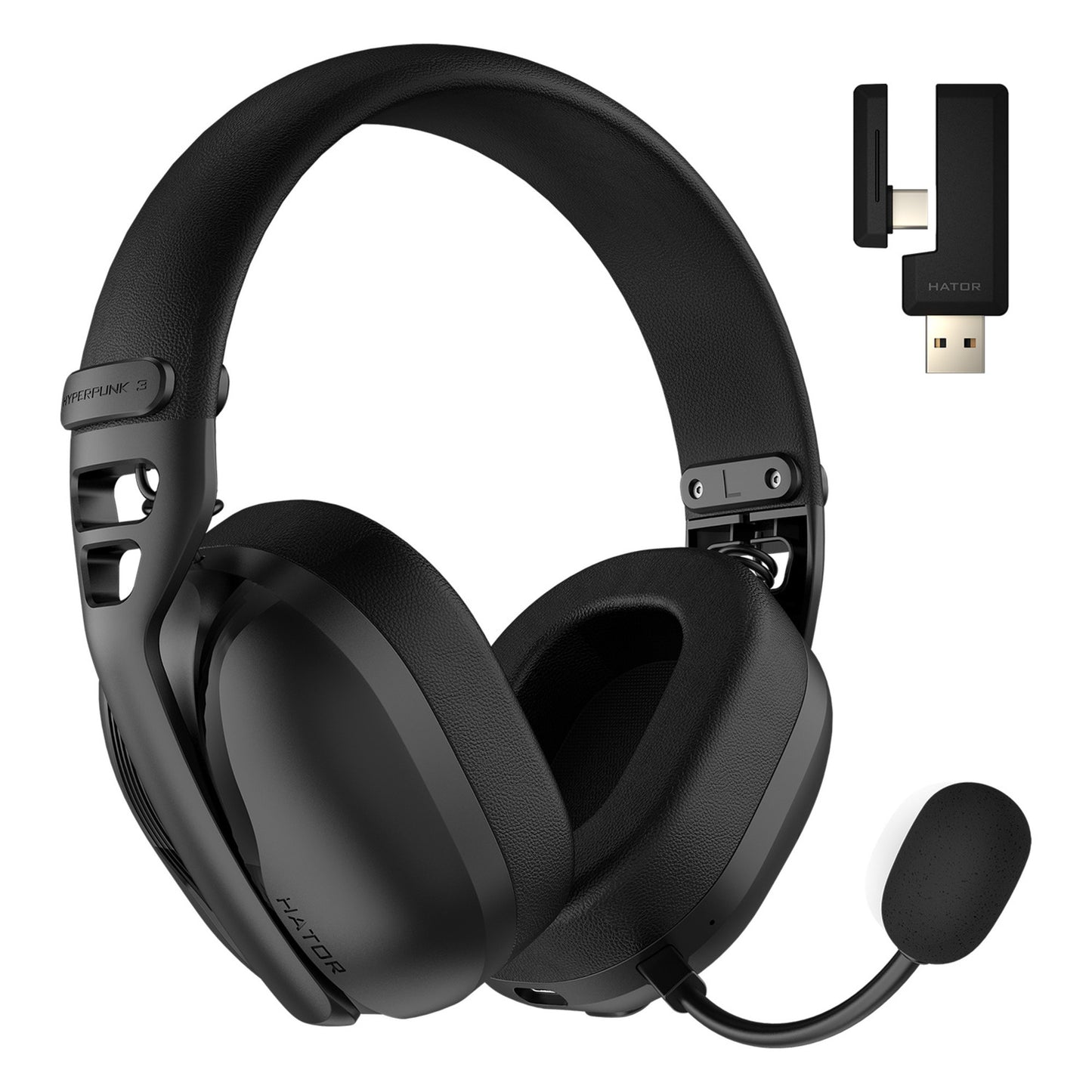 Hator hyperpunk 3 casque de jeu sans fil (noir, 2,4 GHz Bluetooth 5.4 USB-C)