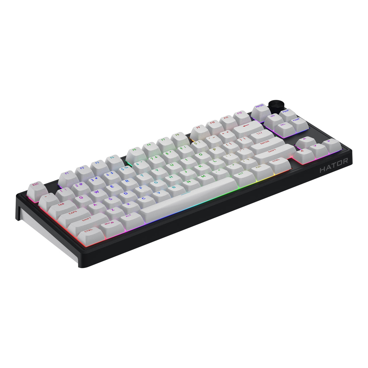 Hator skyfall sans fil, clavier de jeu (noir, disposition américaine, hator aurum citron, 80 % (tkl), RVB, ABS double injection, échange à chaud, Bluetooth USB-C 2,4 GHz)