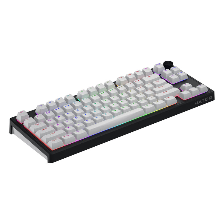 Hator skyfall sans fil, clavier de jeu (noir, disposition américaine, hator aurum citron, 80 % (tkl), RVB, ABS double injection, échange à chaud, Bluetooth USB-C 2,4 GHz)
