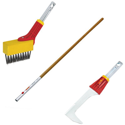 Wolf-garten brosse à joints multi-étoiles fb-m + grattoir à joints fk-m + manche zm (rouge jaune)