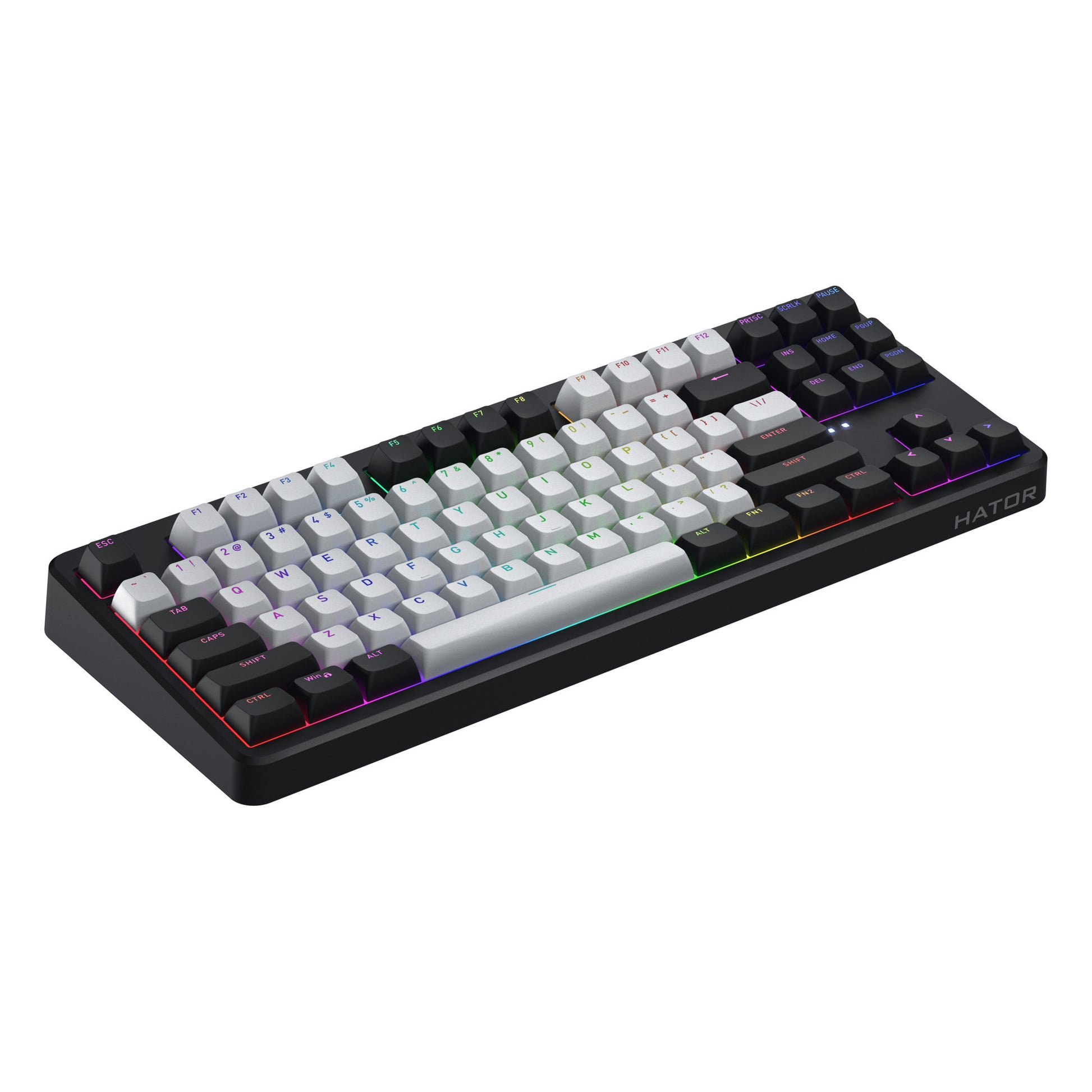 Hator Rockfall 3 TKL clavier de jeu sans fil (noir, disposition américaine, RVB, touches PBT, échange à chaud, Bluetooth USB-C 2,4 GHz)