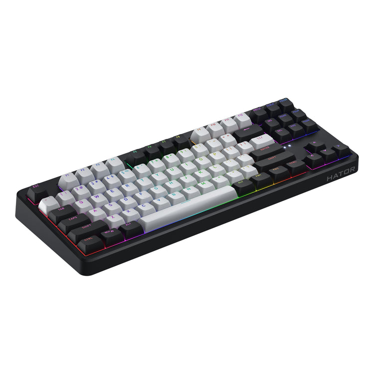 Hator Rockfall 3 TKL clavier de jeu sans fil (noir, disposition américaine, RVB, touches PBT, échange à chaud, Bluetooth USB-C 2,4 GHz)