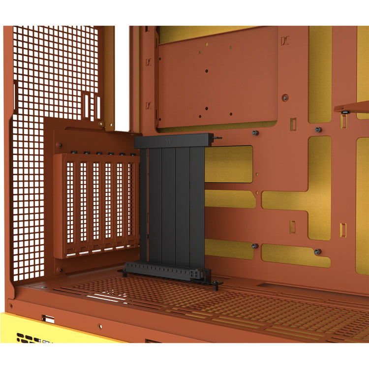 Boîtier grande tour Thermaltake view 600 tg caramel au beurre (jaune | 2x USB-A | 1x USB-C | verre trempé)