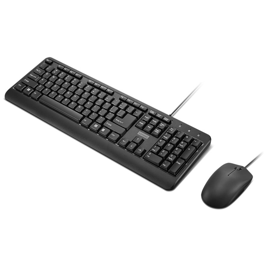 Ensemble de bureau combiné filaire Lenovo 160 (noir, disposition américaine (QWERTY), 100 %, USB-A, 1 600 dpi)