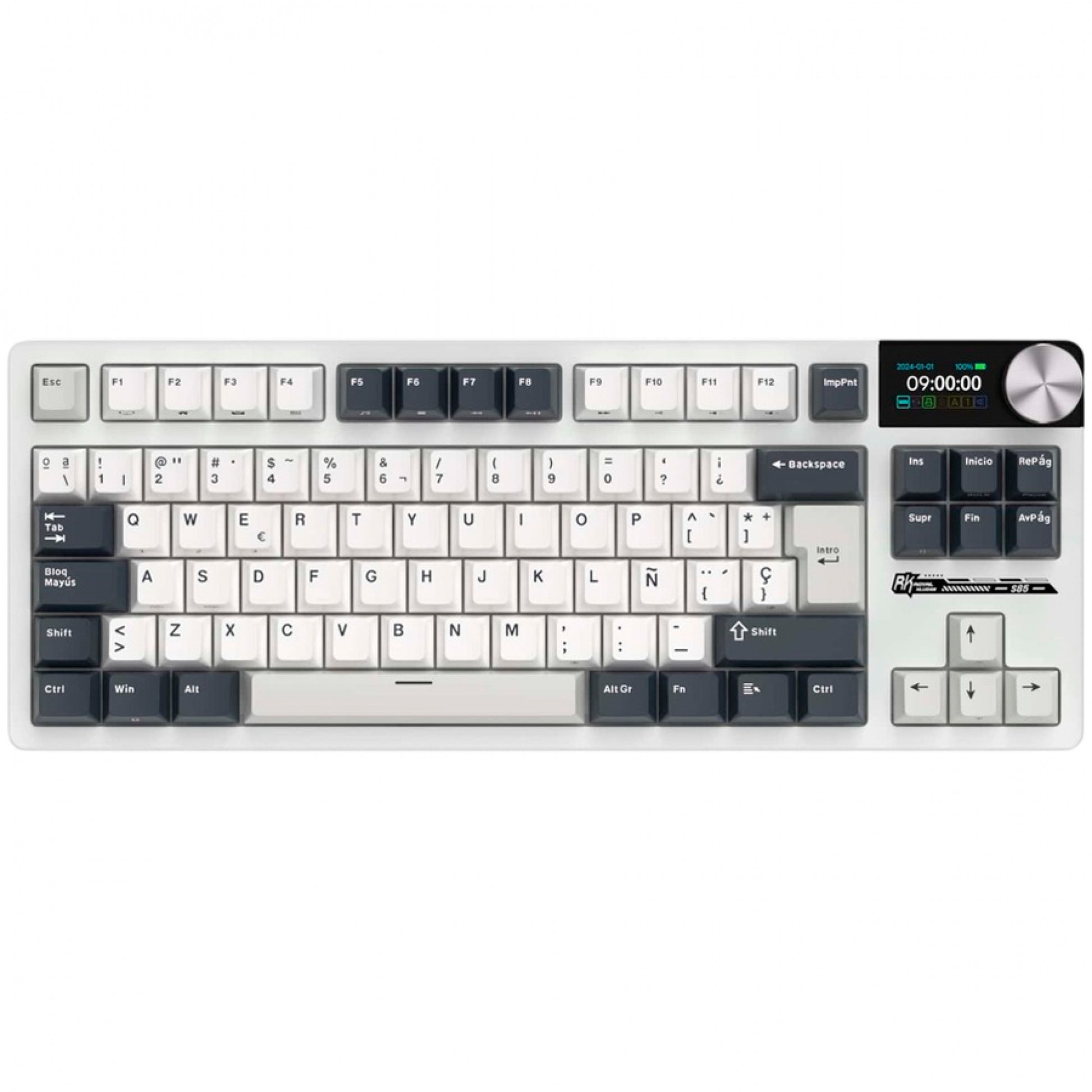 Clavier de jeu sans fil Royal Kludge S85 TKL (disposition américaine, nuit blanche, commutateur cloud, 80 %, RVB, échange à chaud, Bluetooth USB-C 2,4 GHz)