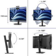 Moniteur Philips 24b2n3200jh 00 23,8 (noir, VGA, HDMI, port d'affichage, USB-C, webcam, 120 Hz) - afbeelding 9