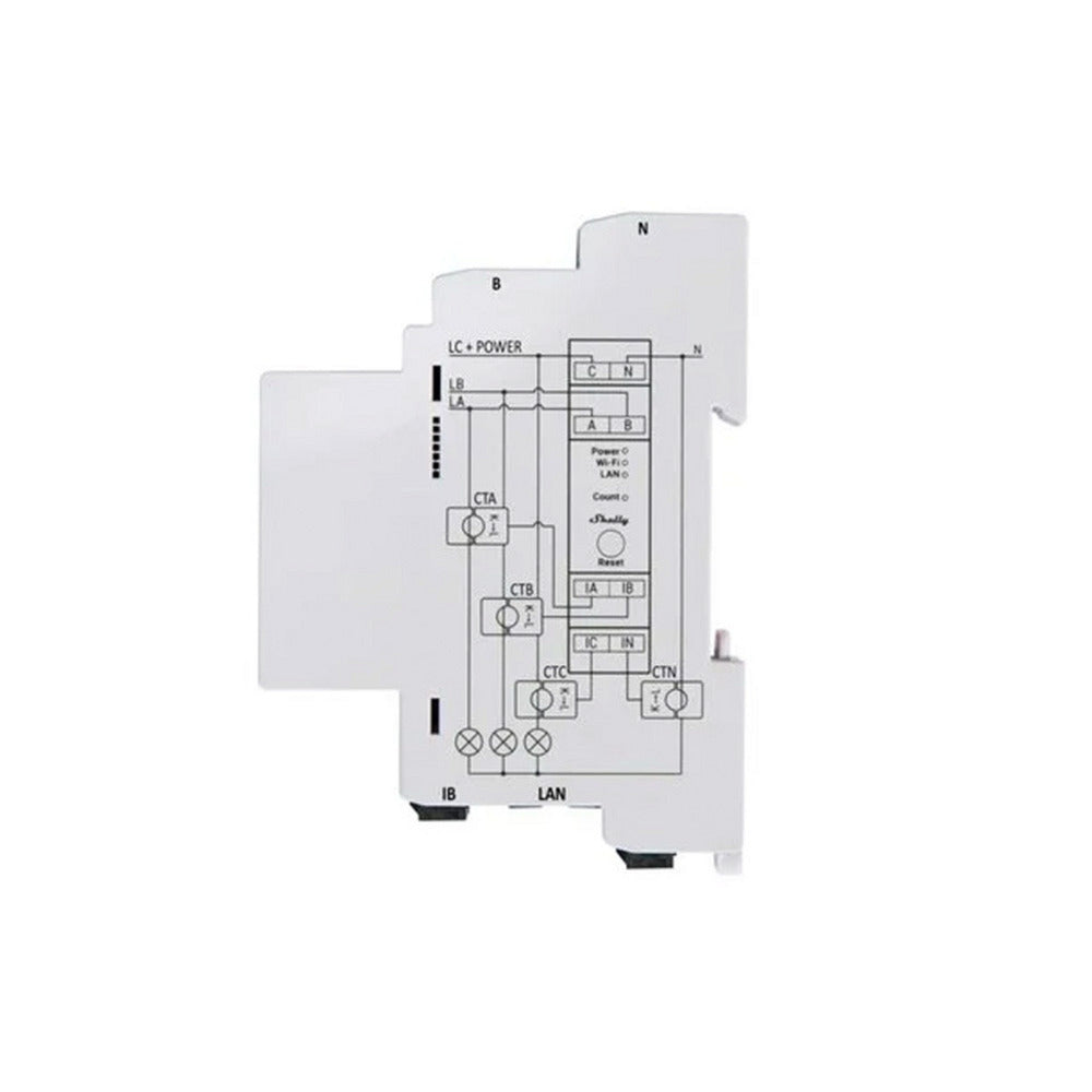 Appareil de mesure Shelly pro 3em-120a v2 (blanc, lan, wifi, bluetooth)