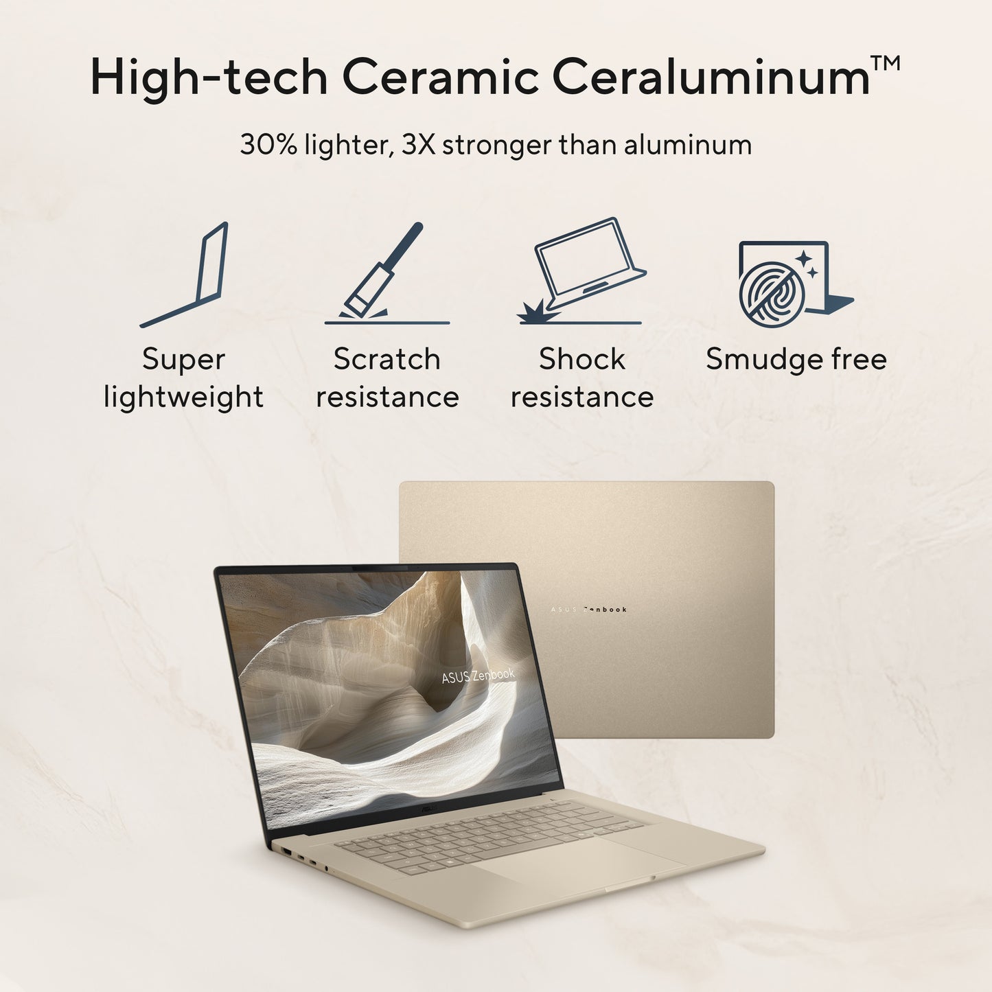 Asus zenbook a16 ux3607oa-sq013w 16 copilot+ ordinateur portable (beige | snapdragon x2e-94-100 | qualcomm adreno | 48 go | SSD 1 to | OLED)