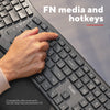 Clavier ergonomique sans fil Trust Keyra (noir, disposition US, Bluetooth 2.4G USB)