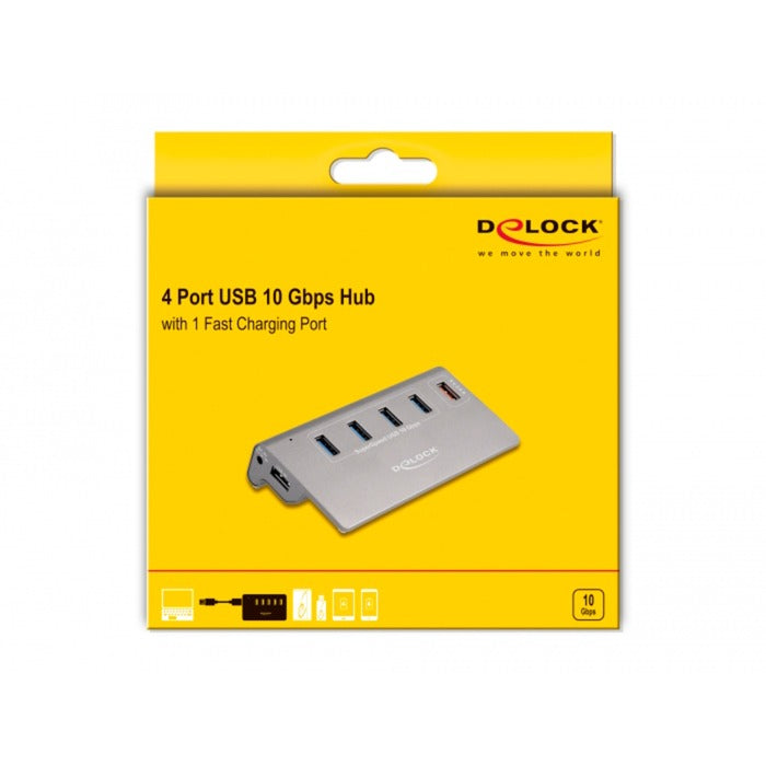 Dellock USB 10 Gbps Hub avec 4 ports USB-A + 1 charbon