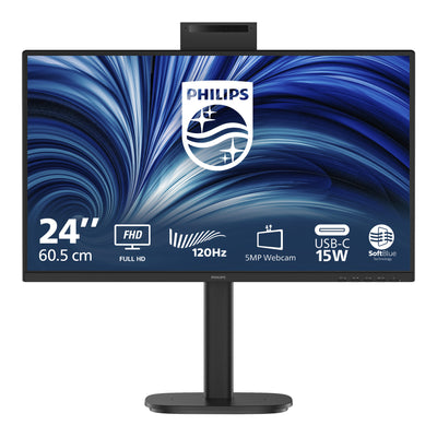 Moniteur Philips 24b2n3200jh 00 23,8 (noir, VGA, HDMI, port d'affichage, USB-C, webcam, 120 Hz)