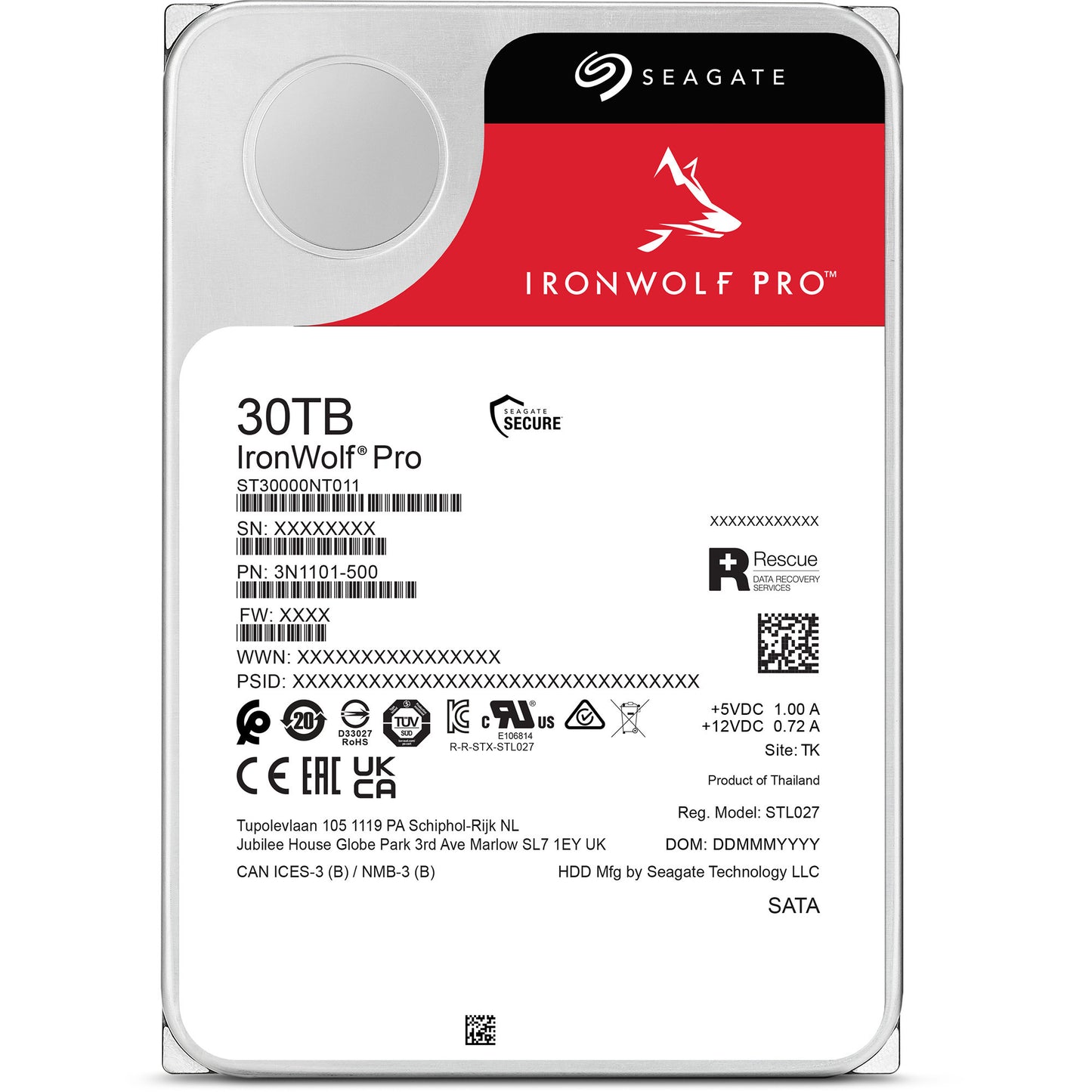 Disque dur Seagate ironwolf pro 30 To (ST30000NT011, SATA 600, 24 7)