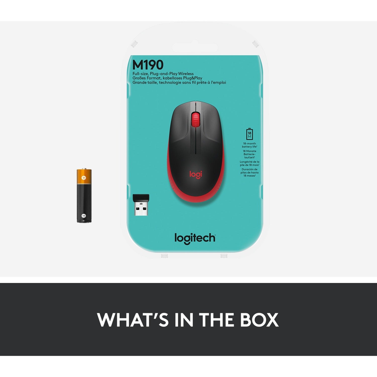 Logitech M190 Souris sans fil de taille normale