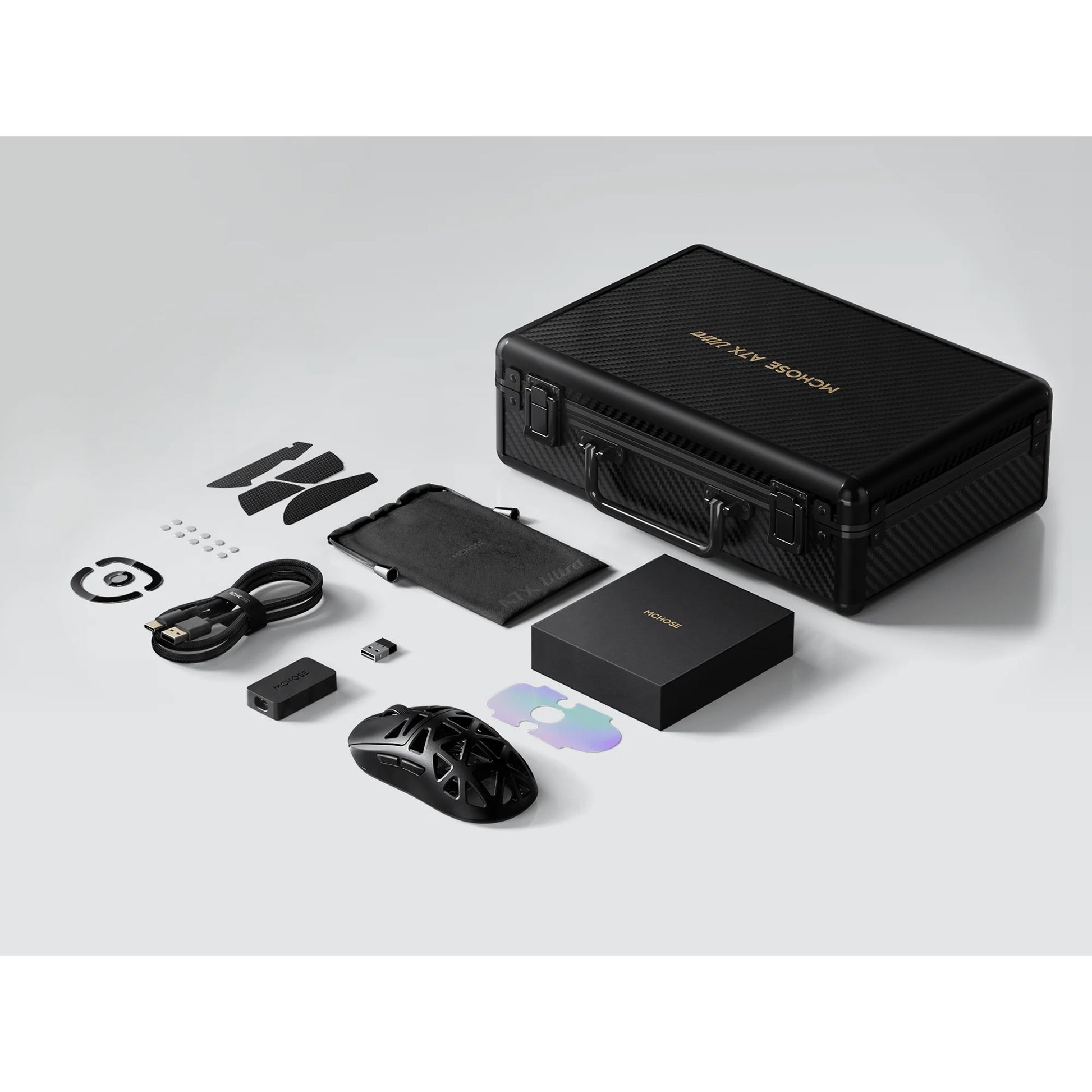 Souris de jeu sans fil Mchose a7x ultra en alliage de magnésium (noir, jusqu'à 40 000 dpi, Bluetooth USB-C 2,4 GHz)
