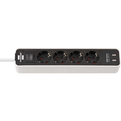 Brennenstuhl Pobite avec commutateur 4 connexions + 2 ports USB blancs