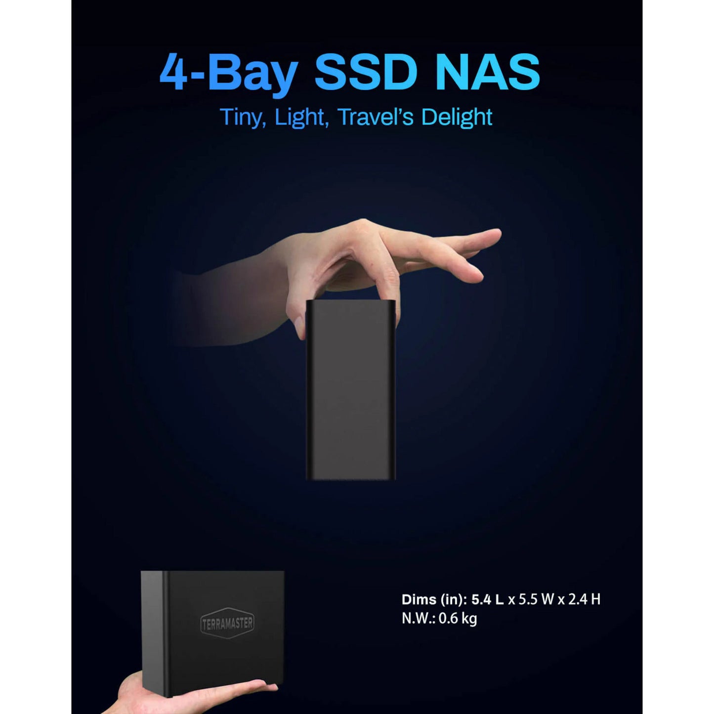 NAS SSD Terramaster f4 (noir, 1x 5GBE, HDMI, USB)