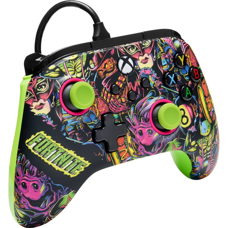 Manette Powera Advantage avec câble pour Xbox Series X|s - Fortnite : Glow (vert néon, Xbox Series X|s, Xbox One, PC)