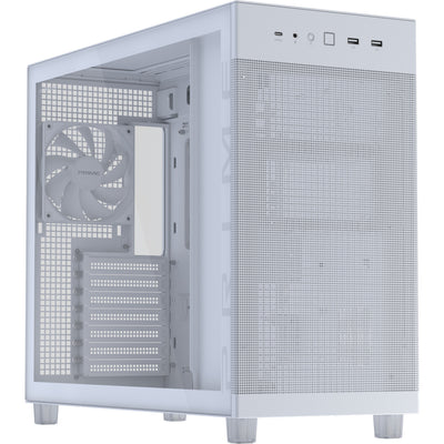 Asus Prime Ap303 - Boîtier tour midi avec panneau en verre trempé (Blanc | 2x USB-A | 1x USB-C | Verre trempé)