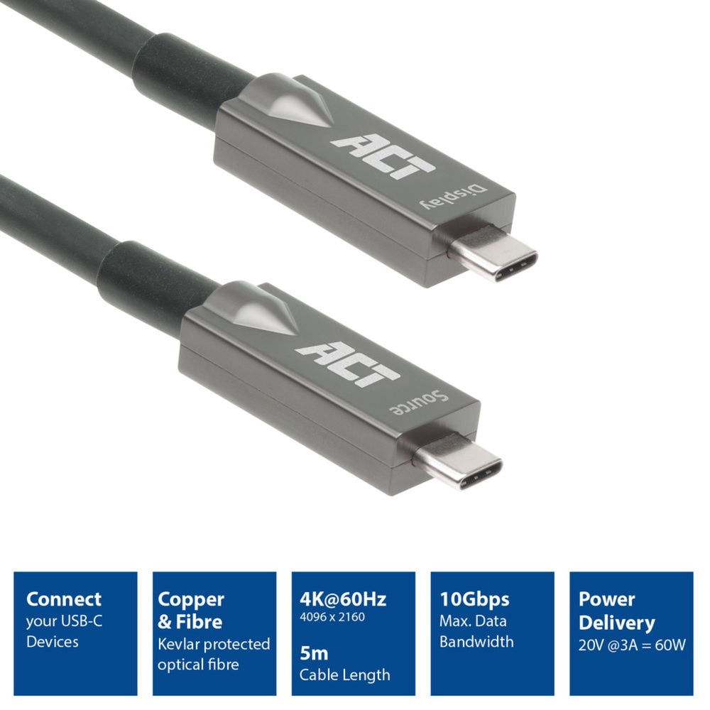 Agir la connectivité USB-C 3.2 Gen2 Cable optique actif (AOC) se connecte