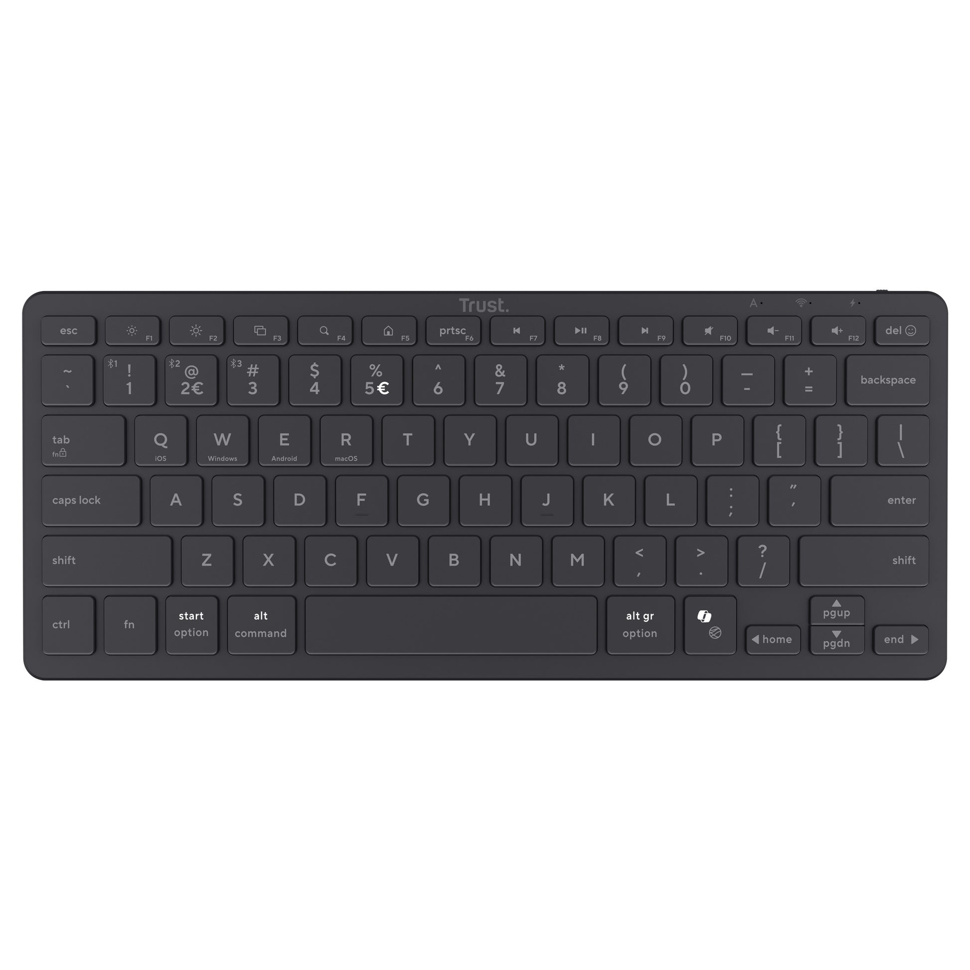 Clavier Bluetooth Trust Nado II (noir, disposition US, commutateurs ciseaux, Bluetooth)