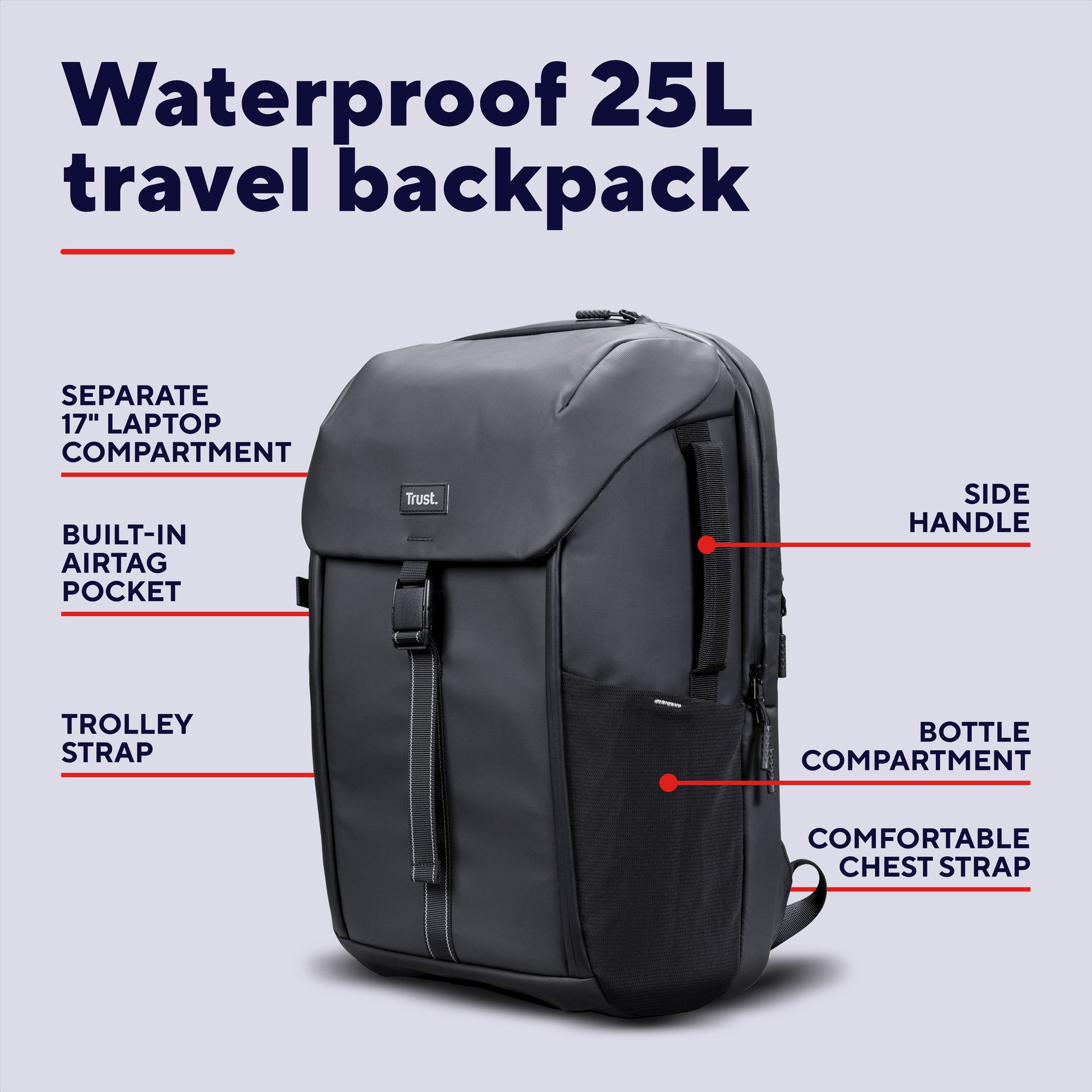 Sac à dos de voyage en jersey Trust (noir)