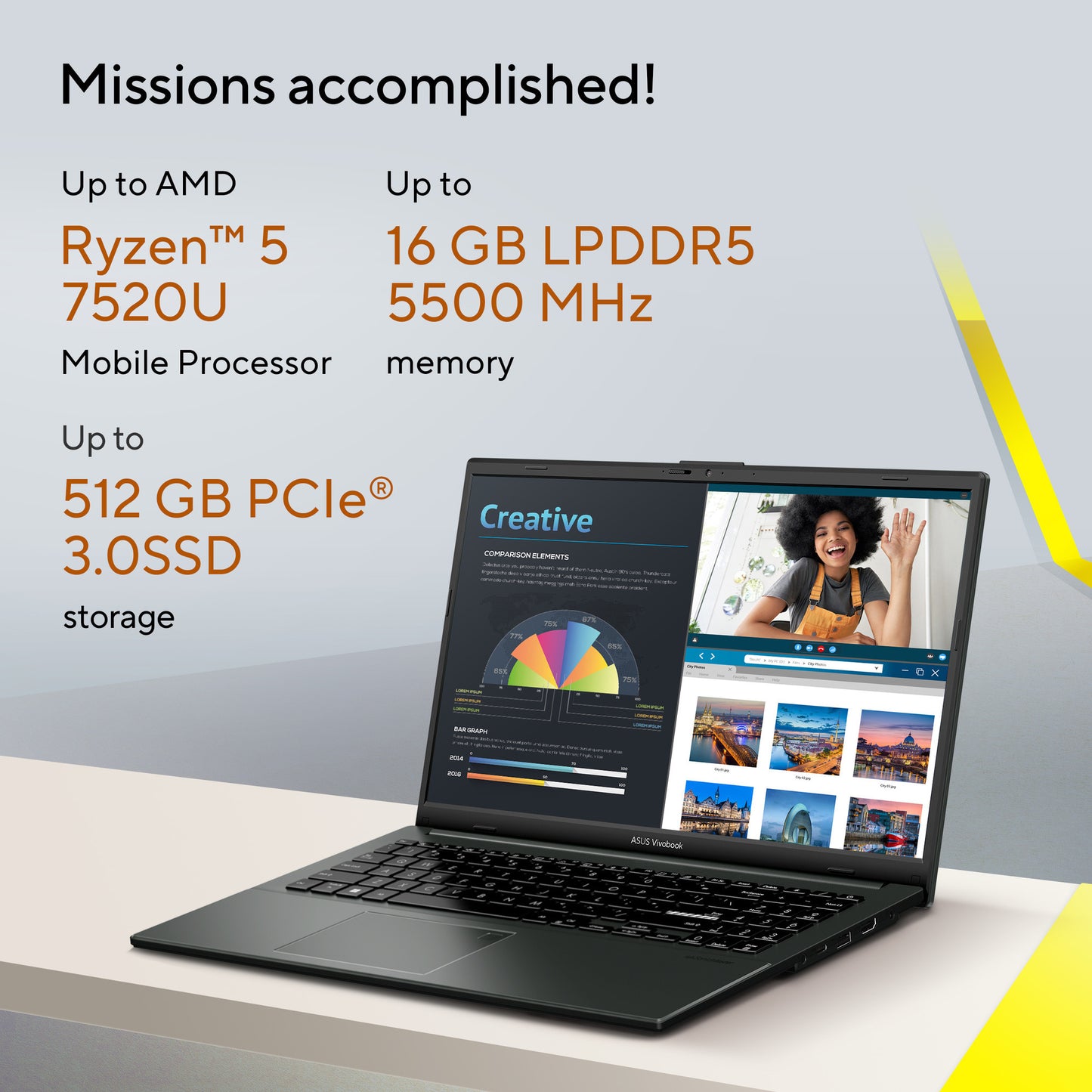 Ordinateur portable Asus vivobook go 15 e1504fa-bq5403w 15.6 (noir | ryzen 5 40 | radeon 610m | 8 go | SSD 512 go)