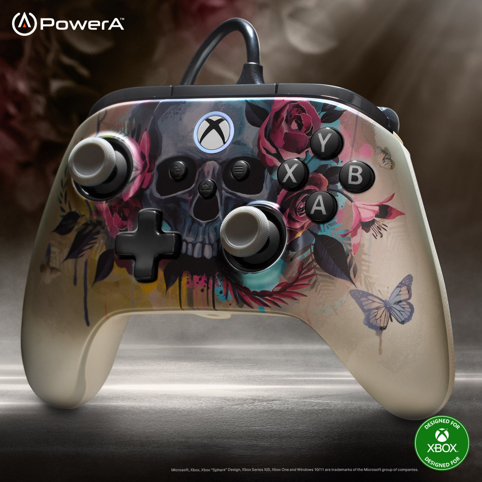 Manette filaire Powera Advantage Plus pour Xbox Series X|s - Bloom Gloom (argent, Xbox Series X|s, Xbox One, PC)