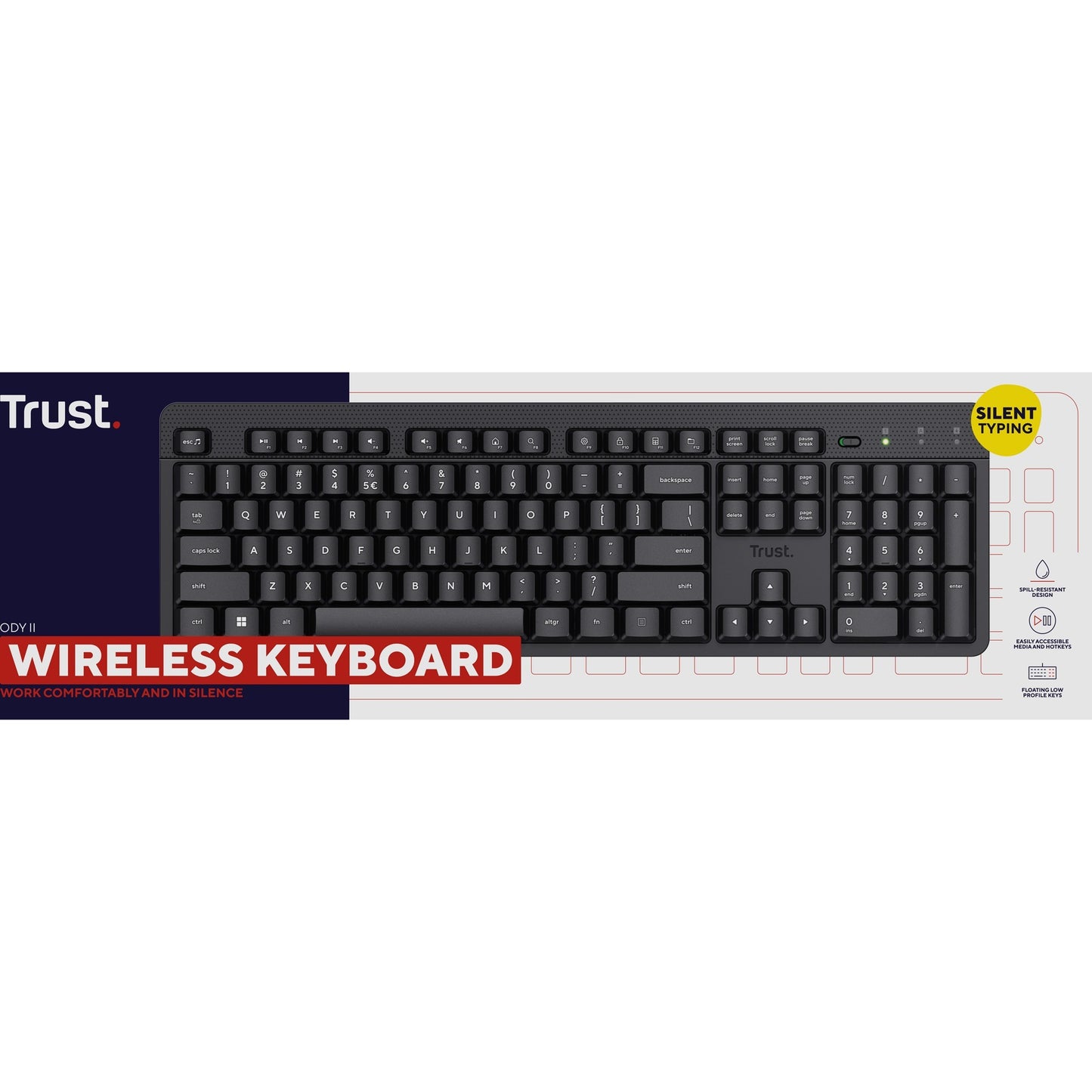 Trust ody II Clavier sans fil silencieux