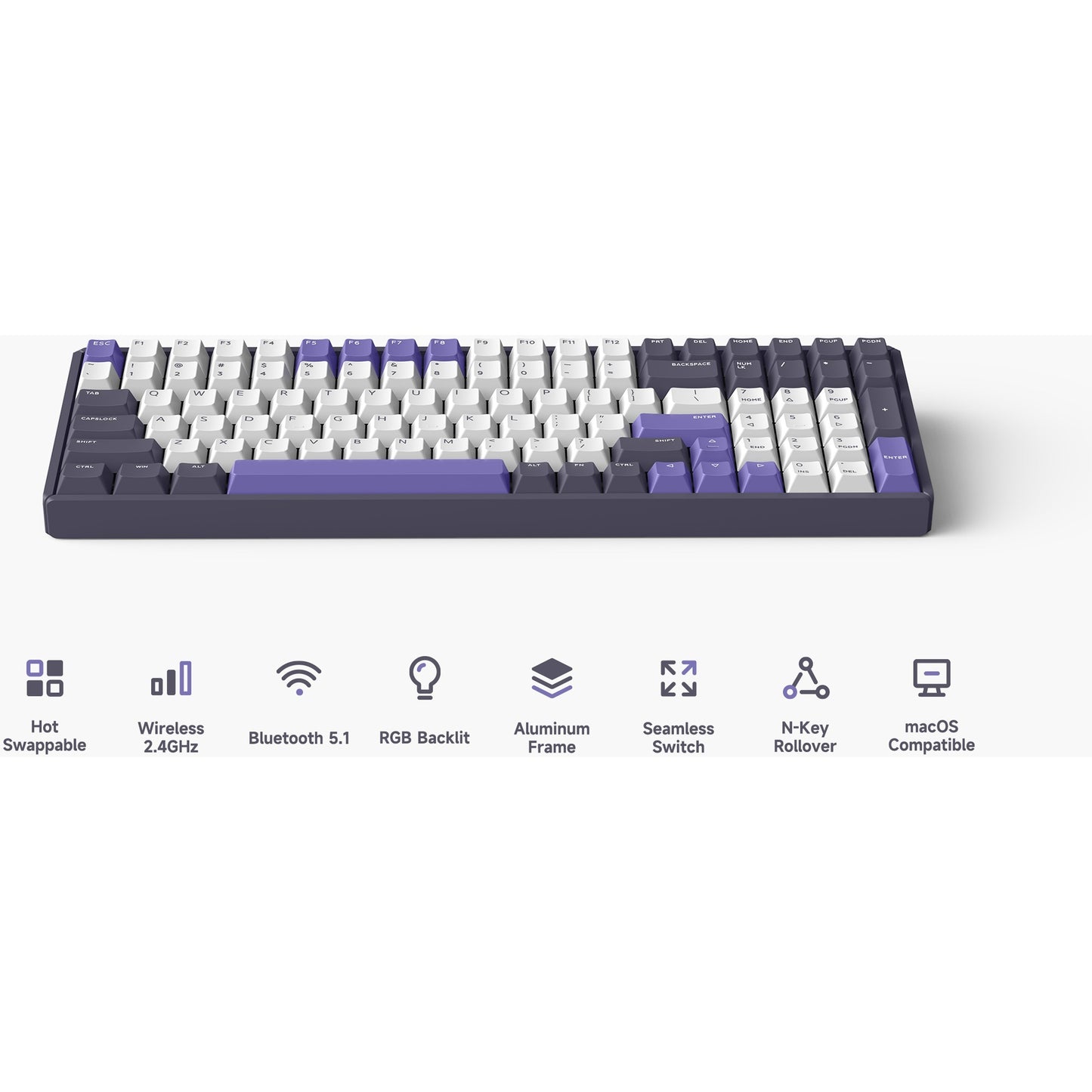IQUnix F97 Clavier mécanique sans fil Lavandin