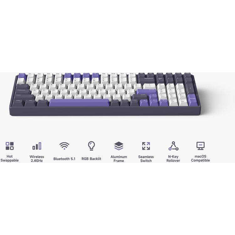 IQUnix F97 Clavier mécanique sans fil Lavandin