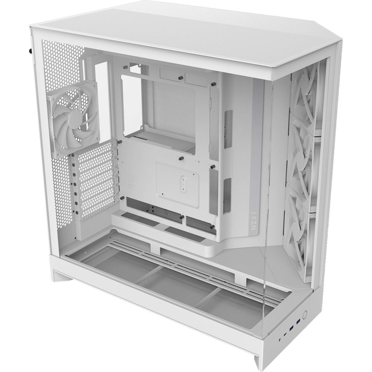 Boîtier tour midi Nzxt h9 flow (blanc (mat) | 2x USB-A | 1x USB-C | verre trempé)