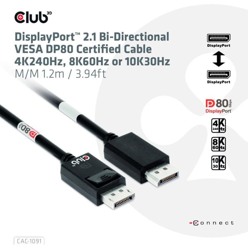 Club 3D DisplayPort 2.1 Bidirectional VESA DP80 Certified