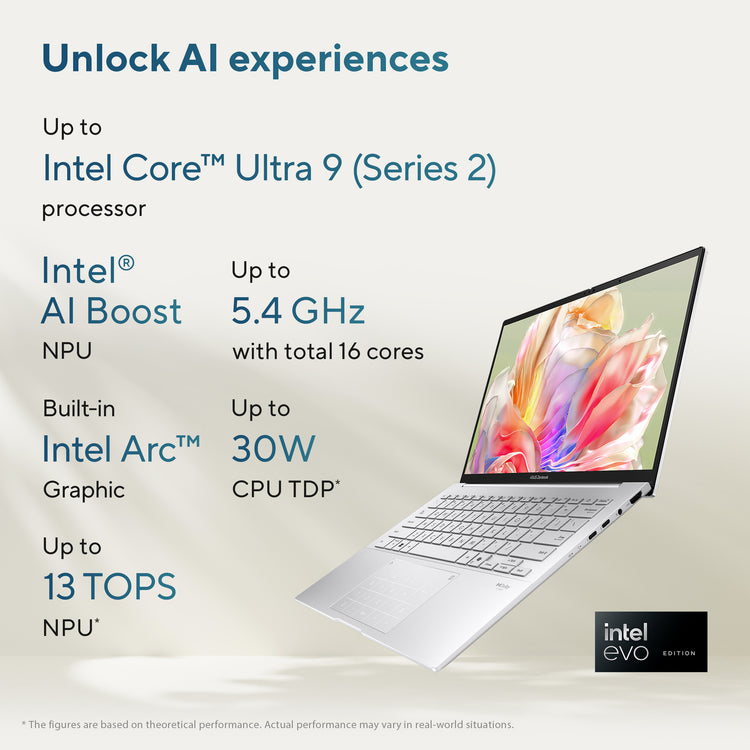 Ordinateur portable Asus ZenBook 14 OLED UX3405ca-QD012W 14 (bleu | Core Ultra 7 255h | Arc 140t | 32 Go | SSD 1 To)