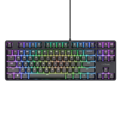 Trust GXT 864 Cada Clavier de jeu mécanique compact TKL, clavier de jeu (noir, disposition américaine, Huano Brown, RVB)